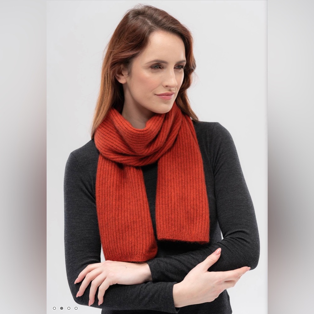 New ~ Merino Mink Ribbed Scarf Currant Red ~ Unisex